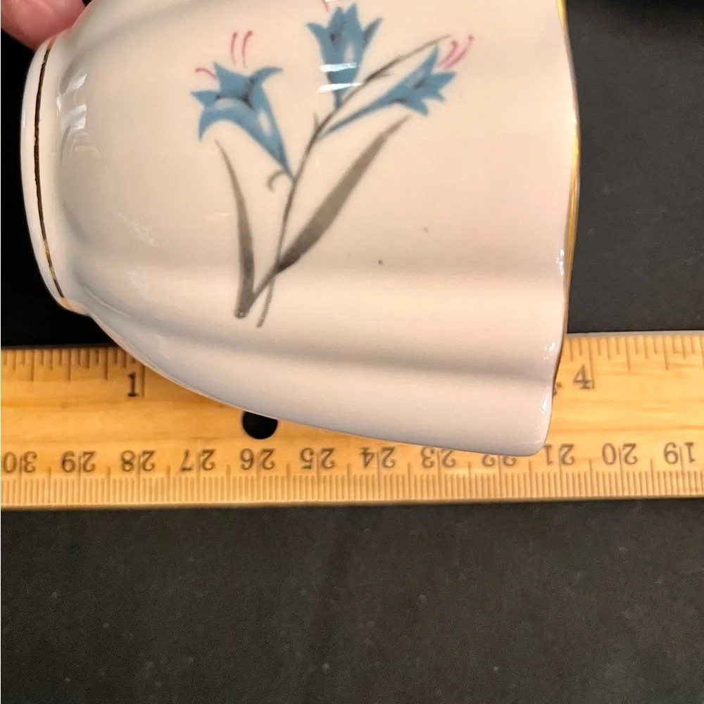 Vintage English Castle 22K Gold Trim Blue Lily Bone China Teacup Saucer Set Tea